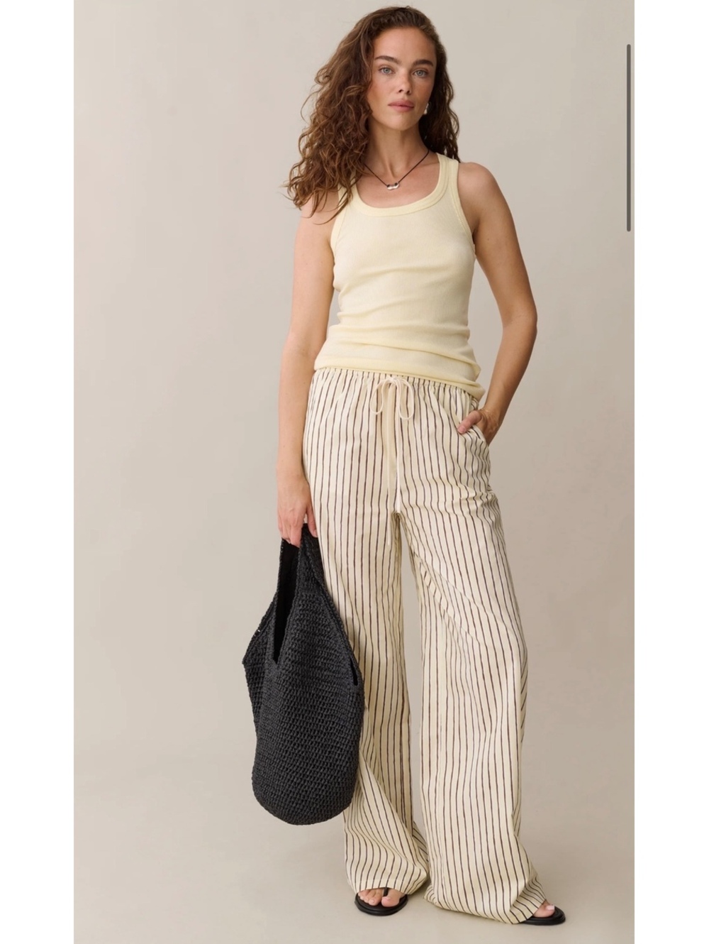 NWT Caara By Few Moda Beatriz Cotton Pants Size Medium Butter Cacao Stripe